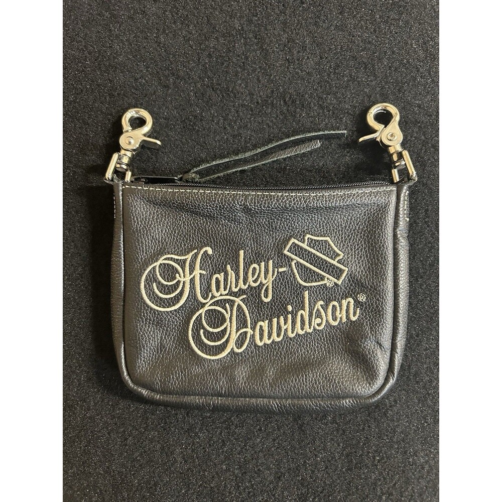 Harley Davidson Women's Black Leather Hip Bag Embroidered Script Bar & Shield H3 - Picture 5 of 6